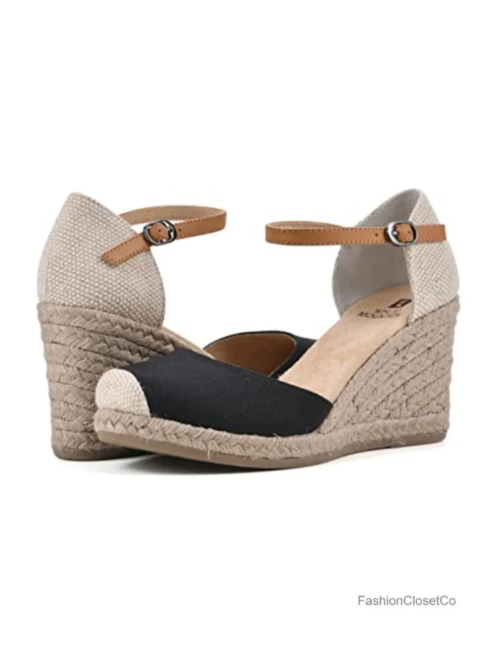 Espadrille Wedge Sandal with Cushioned Insole and Adjustable Ankle Buckle